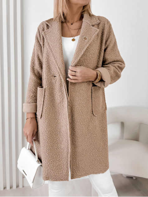 SZÖVETKABÁT BOUCLE MELINDA SÖTÉTBÉZS