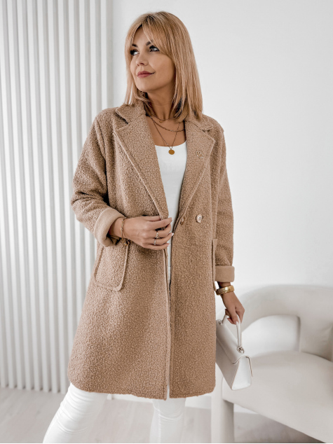 SZÖVETKABÁT BOUCLE MELINDA SÖTÉTBÉZS