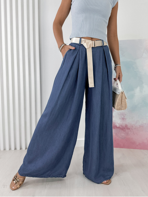PANTALON VIREL EN JEAN FONCÉ
