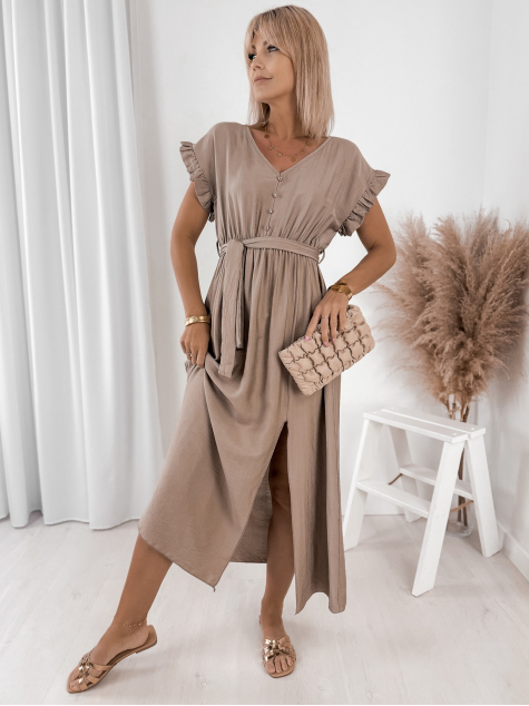 KLEID CAPRINA DUNKELBEIGE