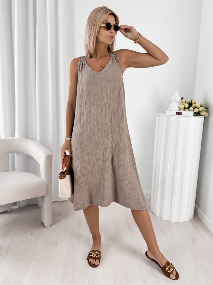 ROBE BORJA BEIGE FONCÉ