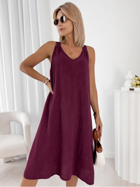 DRESS BORJA BURGUNDY