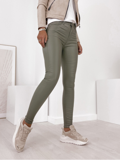 PANTALON CUIR LISSE KAKI