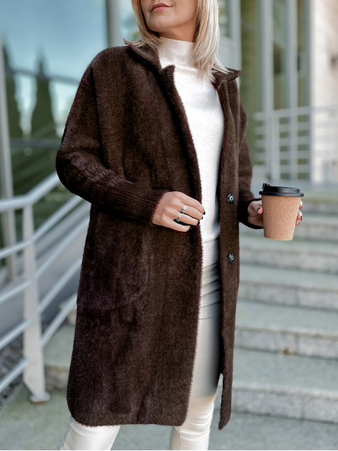 COAT ALPACA REIL DARK BROWN