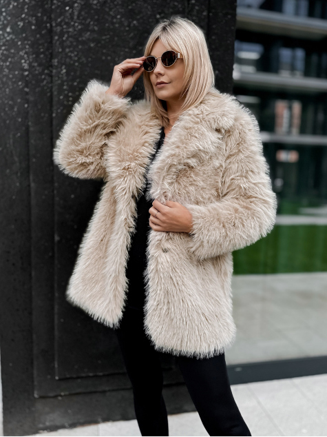 MANTEAU MEUBLES EN HERMINE BEIGE