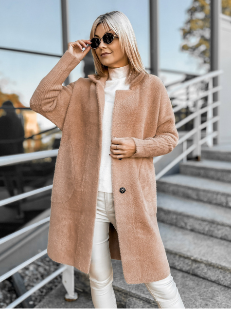 MANTEL ALPAKA REIL KARAMELLPRUUN