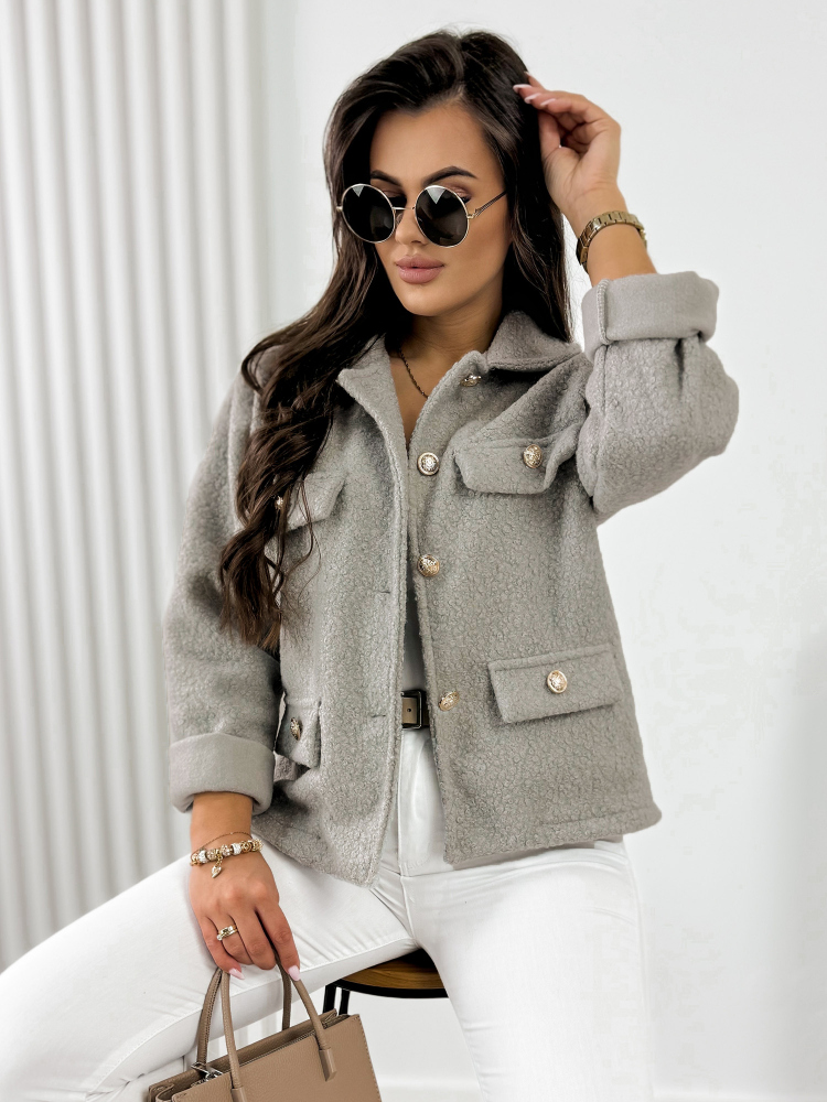 VESTE BOUCLE XAVIA BEIGE FONCÉ