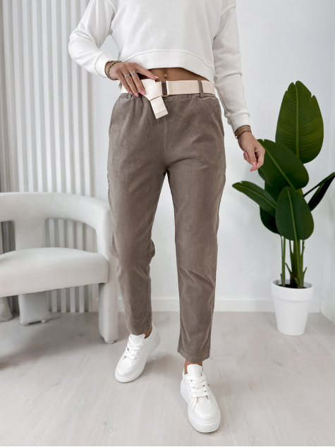 PANTALON VELOURS CÔTELÉ ADDISON BEIGE FONCÉ