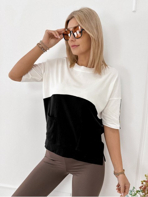 BLUSE ROSALINDE ECRU-SCHWARZ