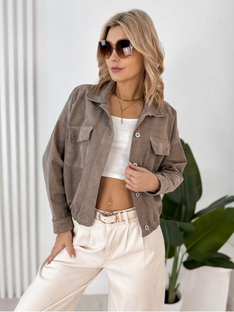 VESTE PÉNÉLOPE EN VELOURS CÔTELÉ BEIGE FONCÉ