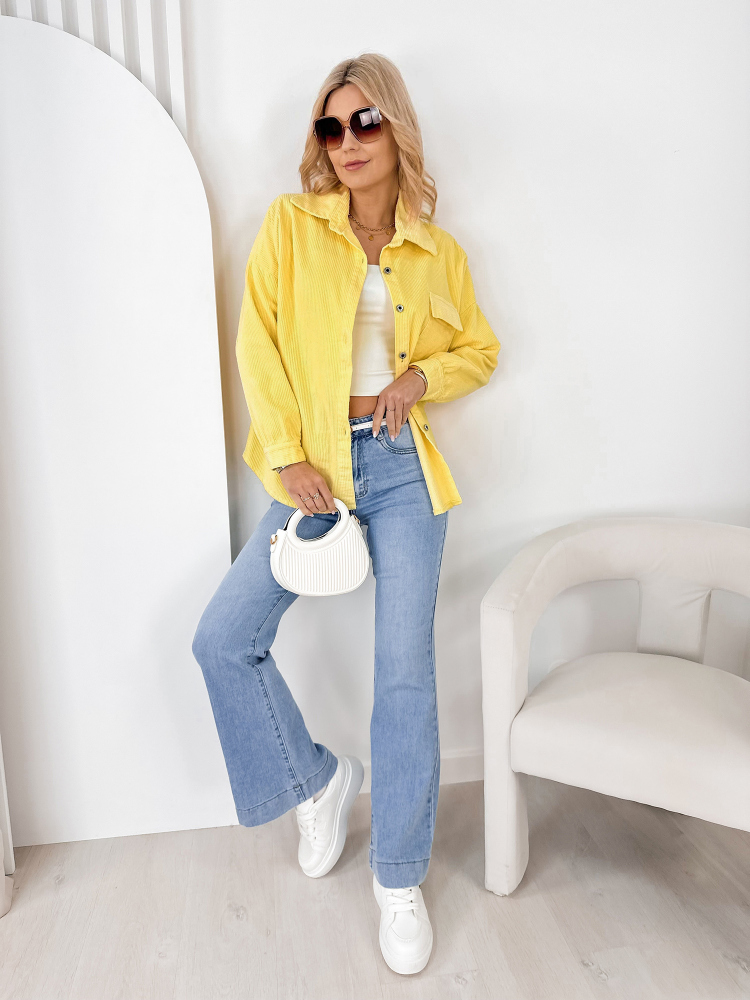 CHEMISE VELOURS CÔTELÉ BOHÈME JAUNE