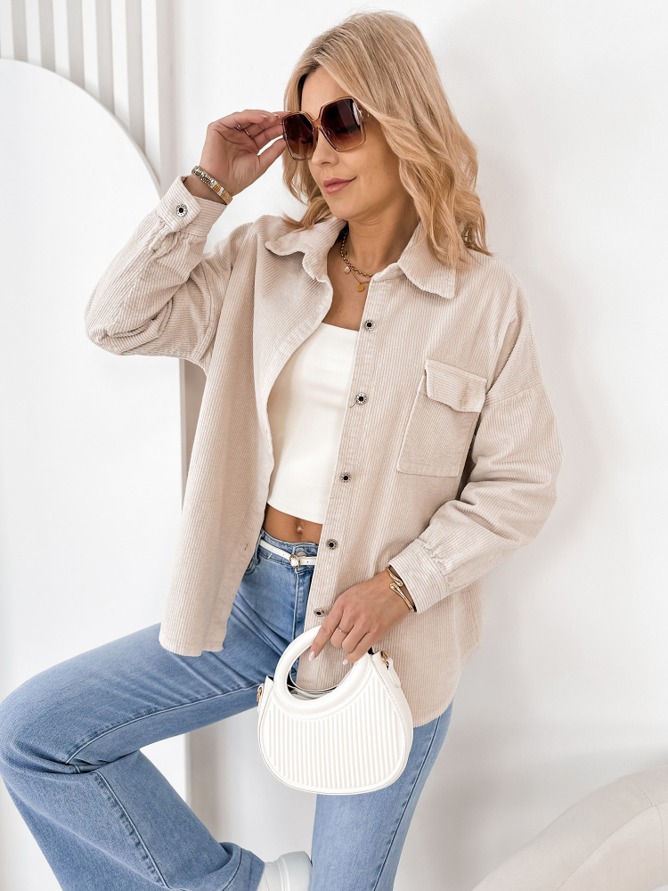CHEMISE VELOURS CÔTELÉ BOHÈME BEIGE