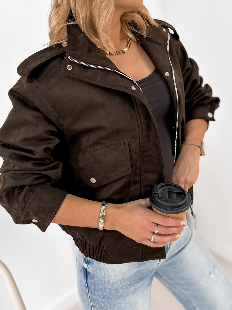 VESTE DAIM CARMEN MARRON FONCÉ