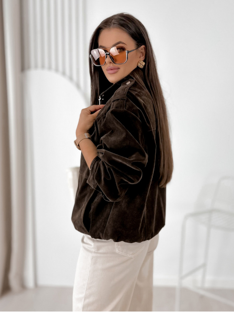 JACKET SUEDE SALOME DARK BROWN