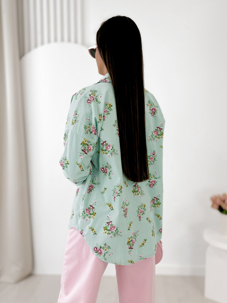CHEMISE GARDINI EN TISSU STRUKTURÉ MENTHE