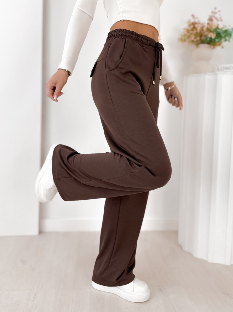 PANTALON PALAZZO MARRON FONCÉ