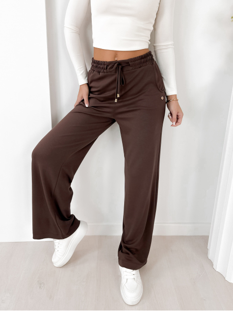 PANTALON PALAZZO MARRON FONCÉ