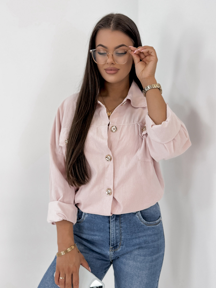 VESTE VELOURS CÔTELÉ GÉRALDINE ROSE POUDRE