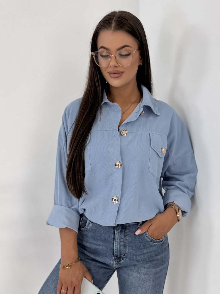 VESTE VELOURS CÔTELÉ BLEU GÉRALDINE