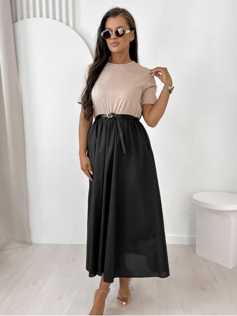 ROBE ANESSE BEIGE-NOIR