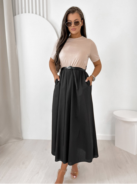 ŠATY ANESSE BEIGE-ČIERNA
