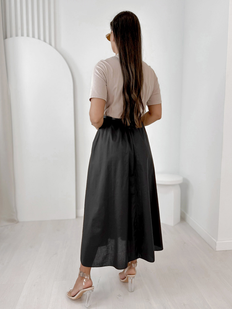 DRESS ANESSE BEIGE-BLACK