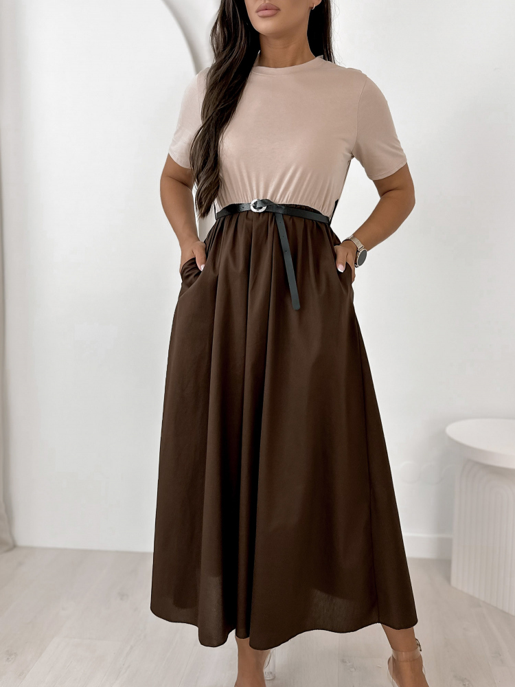 ŠATY ANESSE BEIGE-HNĚDÁ