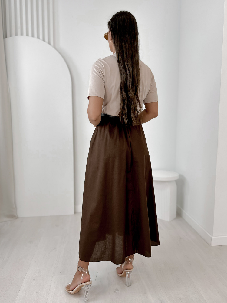 DRESS ANESSE BEIGE-BROWN
