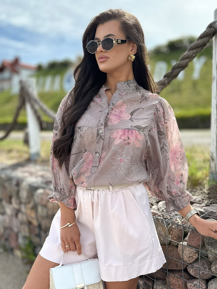 BLUSE TWIST DUNKELBEIGE