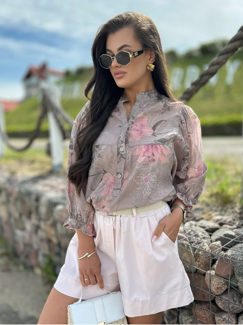 BLUSE TWIST DUNKELBEIGE