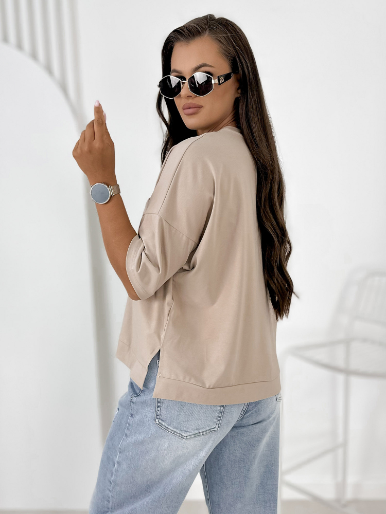 BLUSE ELSTE DUNKELBEIGE