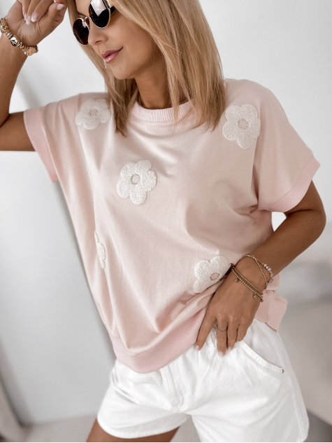 BLOUSE VERGE ROSE POUDRE