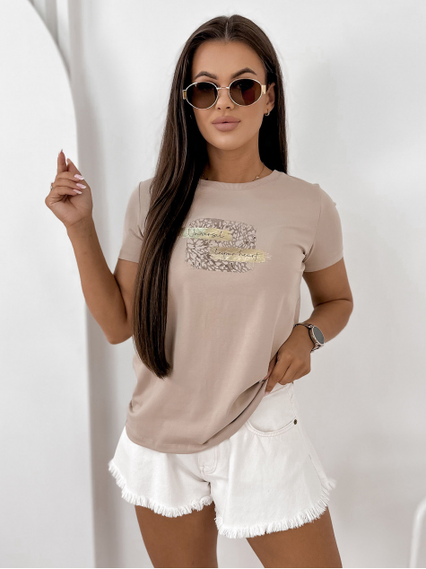 BLOUSE MAILLOT BEIGE FONCÉ
