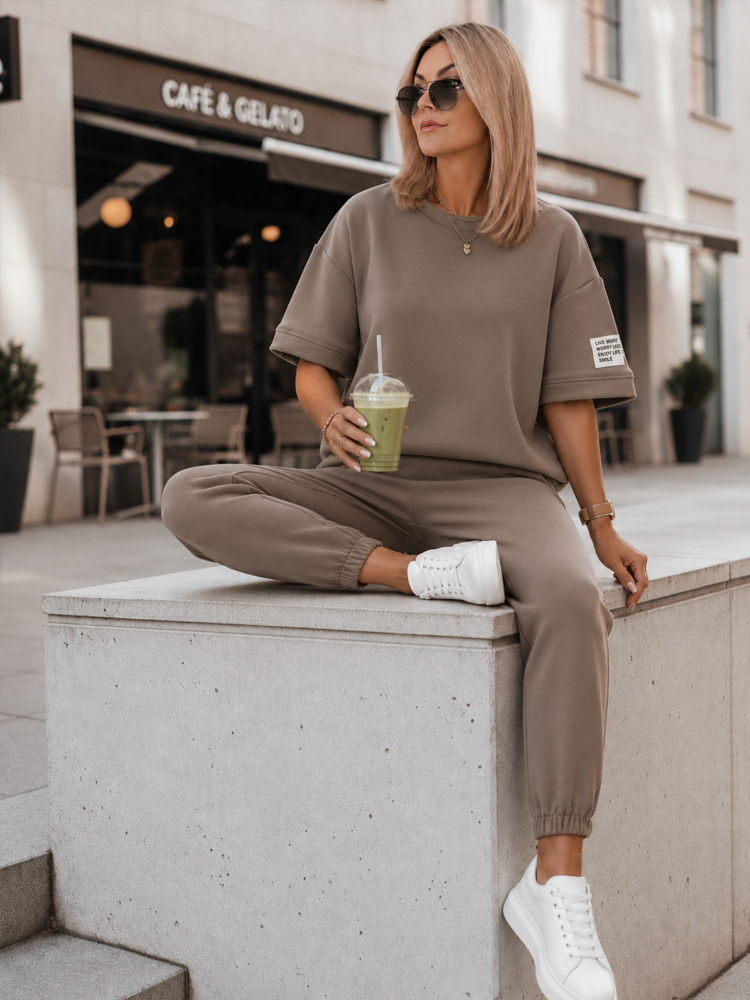 SET FOSCA KLEID DUNKELBEIGER