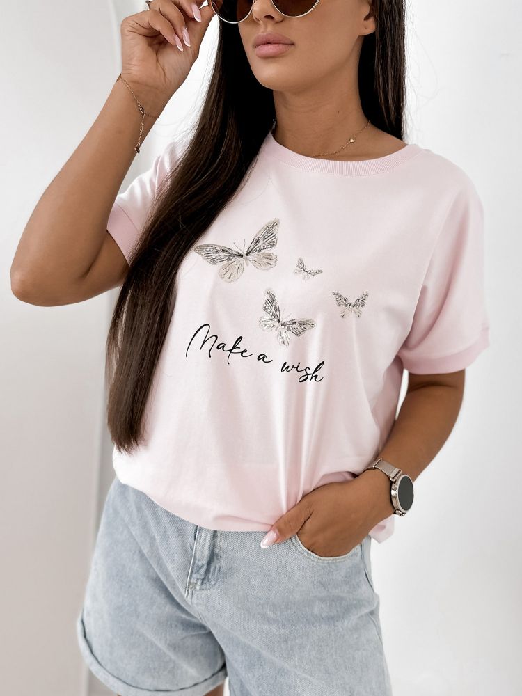 BLOUSE SETINE ROSE POUDRE