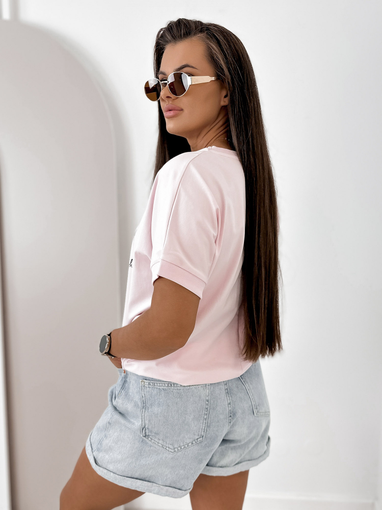 BLOUSE SETINE ROSE POUDRE