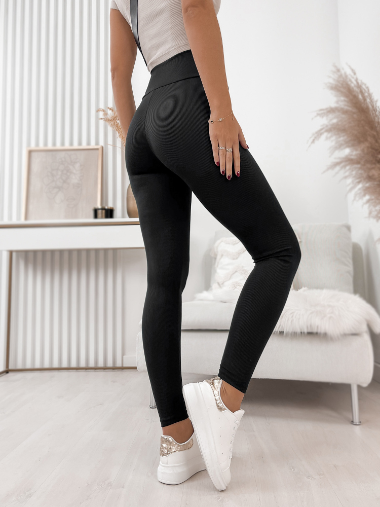 LEGGINGS STRIPED PRIVER FEKETE