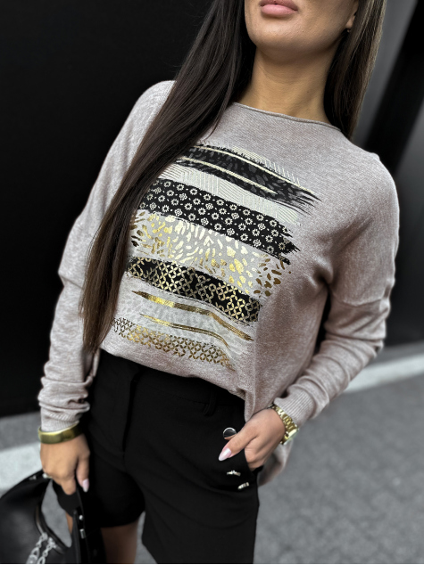BLOUSE SIDES DARK BEIGE
