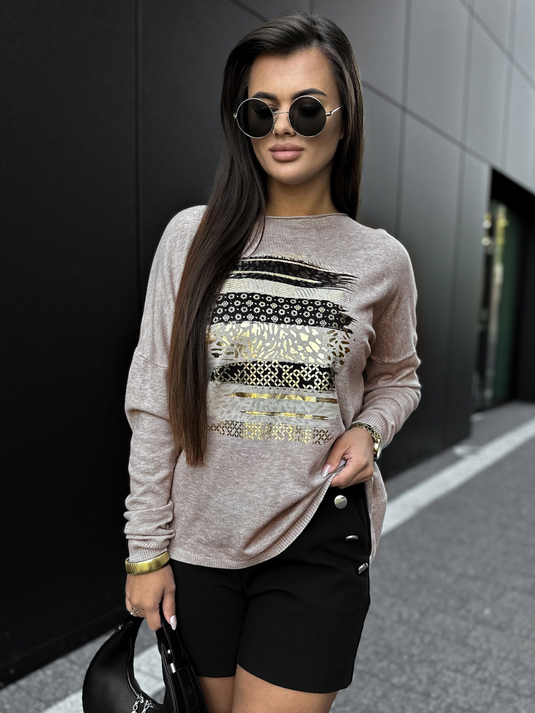 BLOUSE SIDES DARK BEIGE