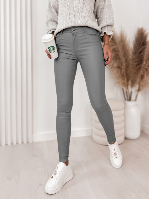 PANTALON CUIR LISSE GRIS